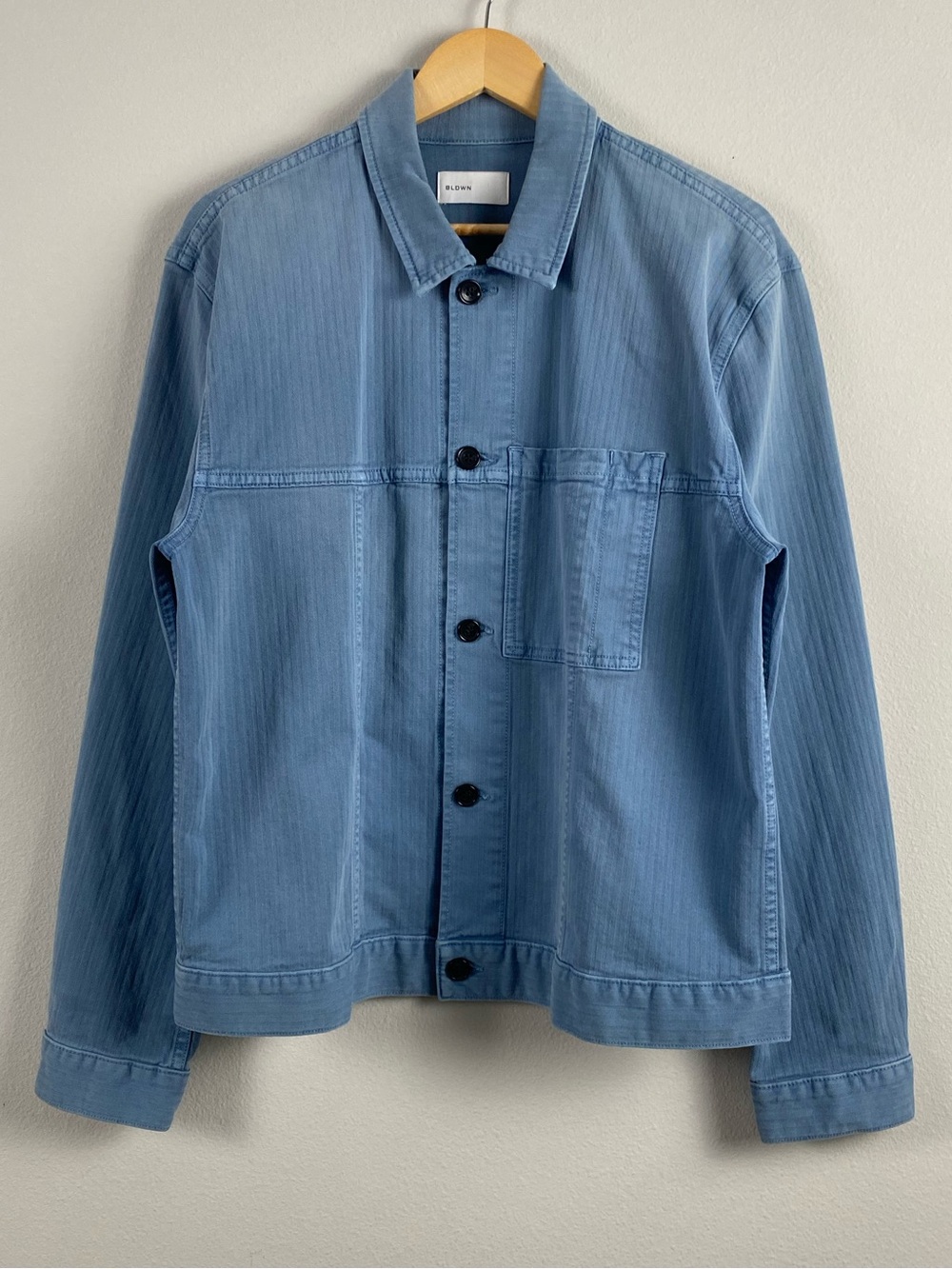 BLDWN Druid Woven Striped Long Sleeve Button Front Jacket | Vintage Indigo